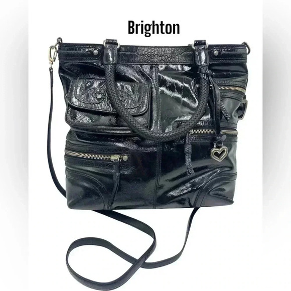 Brighton Kaelan Black Patent Handbag - Picture 1 of 9